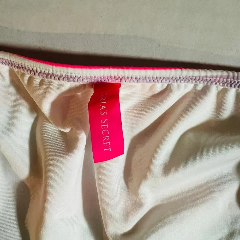 Victoria’s Secret Multicolor Striped Sequin Bikini Bottom Size L Large NEW - Picture 3 of 6